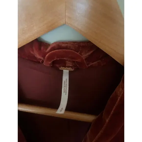 Free people velvet coatigan satin lined size small - Picture 2 of 3